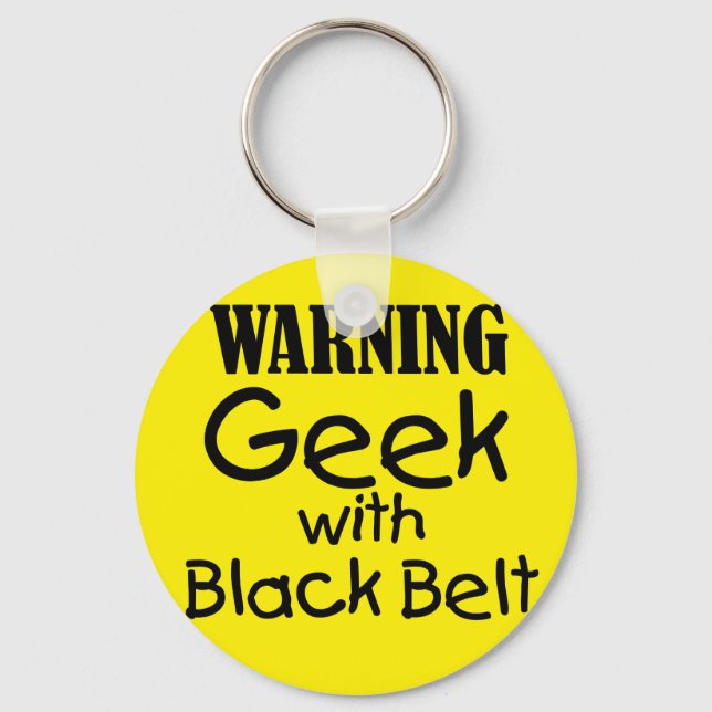Warning Geek with Black Belt Keychain (Front)