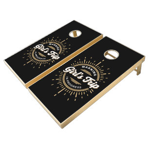 Warning Girls Trip in Progress Summer Vacation Cornhole Set