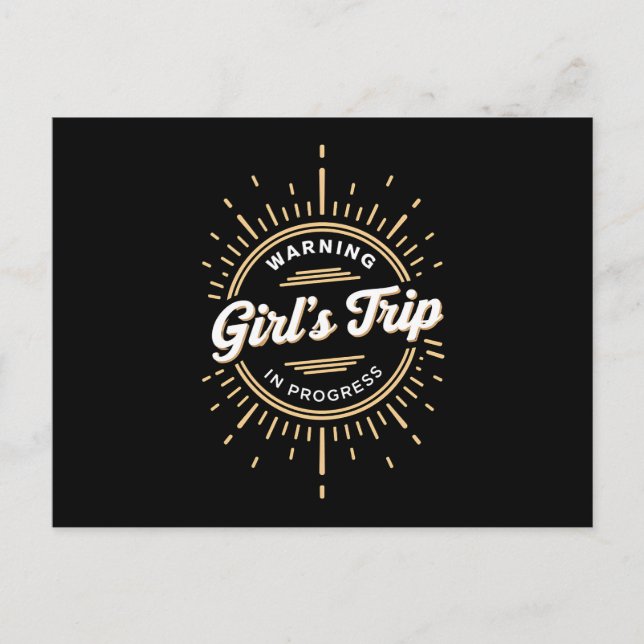 Warning Girls Trip in Progress Summer Vacation Postcard (Front)