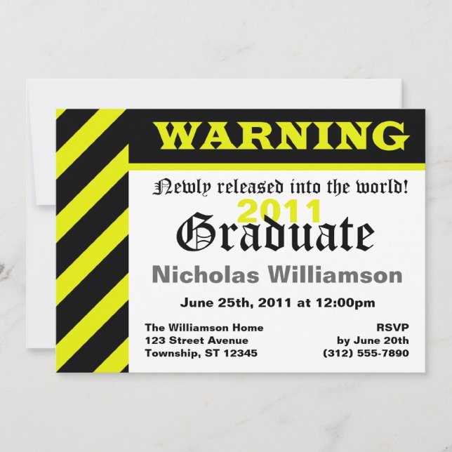 WARNING: Graduate - Party Invitations (Front)