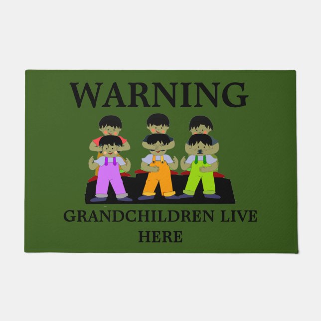 Warning Grandchildren Live Here Doormat (Front)