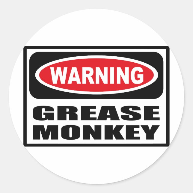 Warning GREASE MONKEY Sticker (Front)