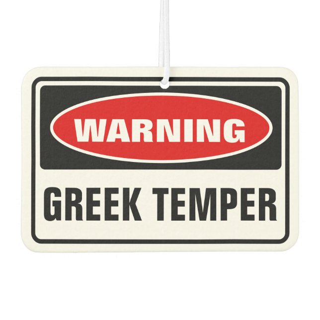 Warning Greek Temper Air Freshener (Front)