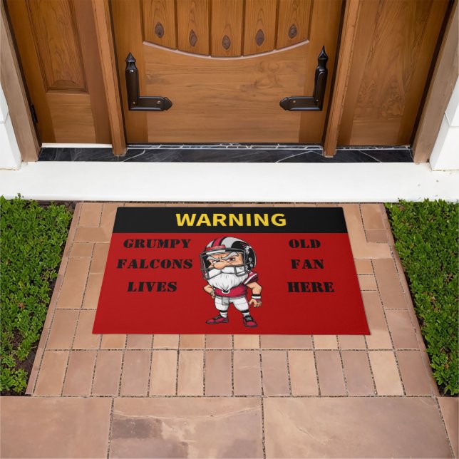Warning Grumpy Old Falcons Fan Lives Here Doormat (Outdoor)