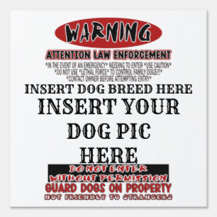 Warning Guard Dog Yard Sign