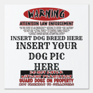 Warning Guard Dog Yard Sign