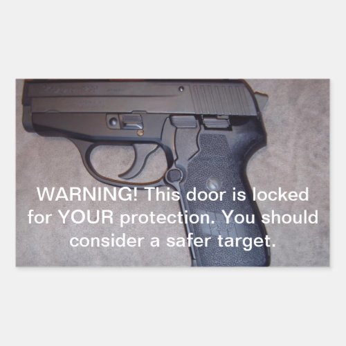 Warning Gun Rectangular Sticker
