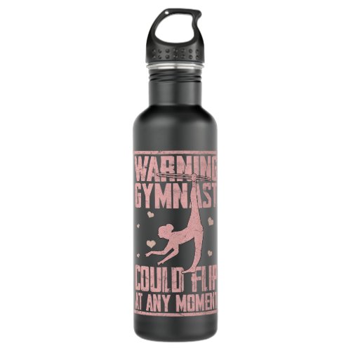 Warning Gymnast Could Flip At Any Moment Funny Gym Stainless Steel Water Bottle