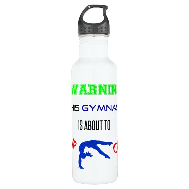 Warning Gymnast Flip Water Bottle (Front)