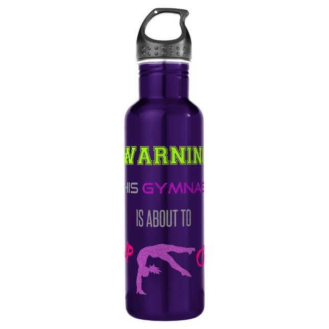 Warning Gymnast Flip Water Bottle Water Bottle (Front)