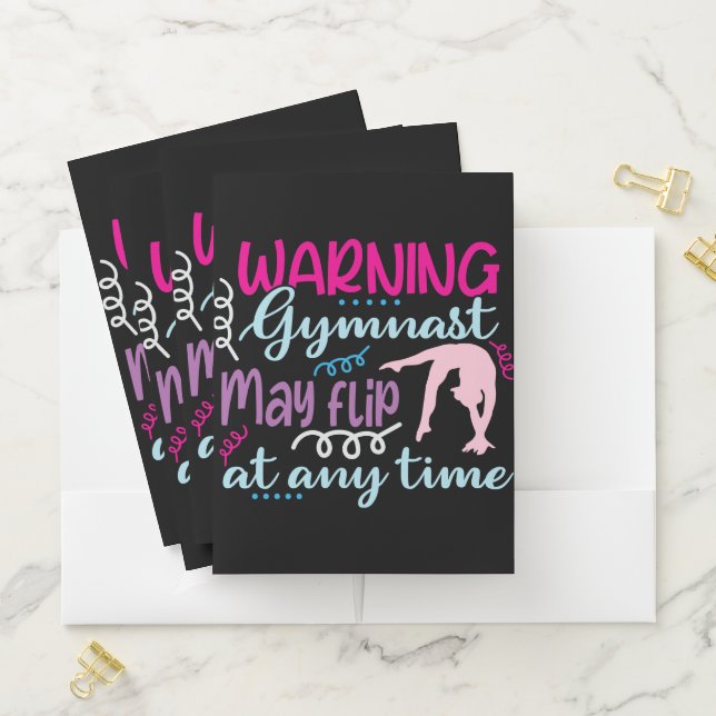 Warning Gymnast May Flip at Any Time Pocket Folder (In Situ)
