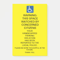 WARNING HANDICAPPED PARKING VIOLATION SIGN