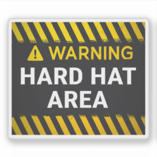 Warning Hard Hat Area Sticker