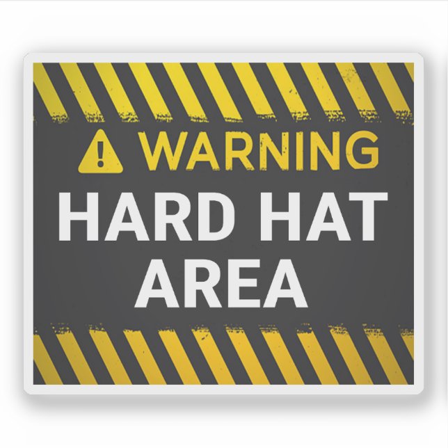 Warning Hard Hat Area Sticker (Front)