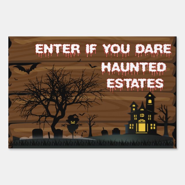 Warning Haunted House, Scary Theme Party Sign (Front)