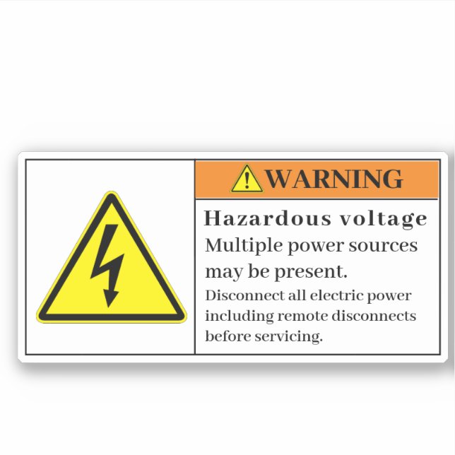 Warning Hazardous Voltage Label E234 (Front)