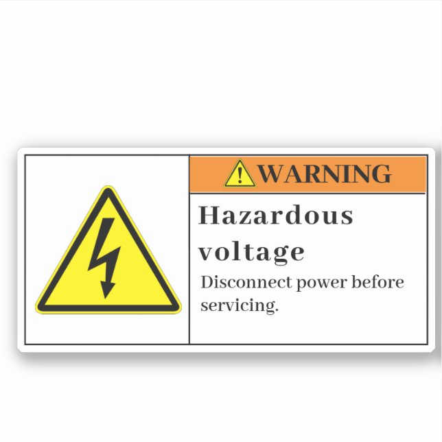 Warning Hazardous Voltage Label E236 (Front)