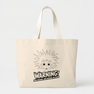 Warning! High Voltage, Low Patience, No Filter! Large Tote Bag