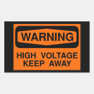 warning high voltage rectangular sticker