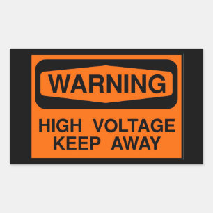 warning high voltage rectangular sticker