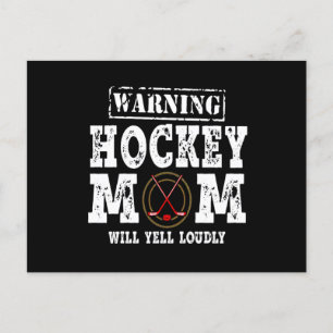 Warning Hockey Mom Will Yell Loudly Holiday Postcard