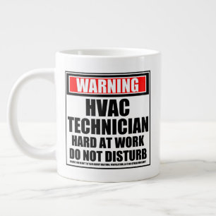 Warning HVAC Technician Hard At Work Giant Coffee Mug