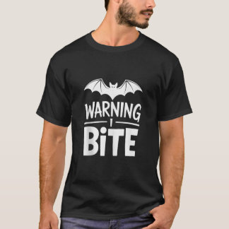 Warning I Bite Funny Halloween Humor Spooky Bat De T-Shirt