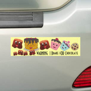WARNING I brake FOR Chocolate Chibi - Bumper Sticker