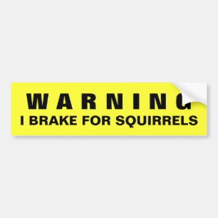 WARNING: I BRAKE FOR SQUIRRELS bumper sticker