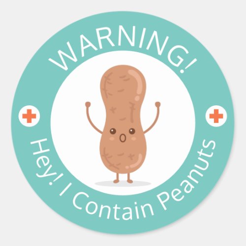 Warning I Contain Peanuts Peanut Allergy Food Classic Round Sticker