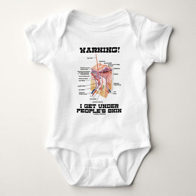 Warning! I Get Under People's Skin (Dermal Layers) Baby Bodysuit (Front)