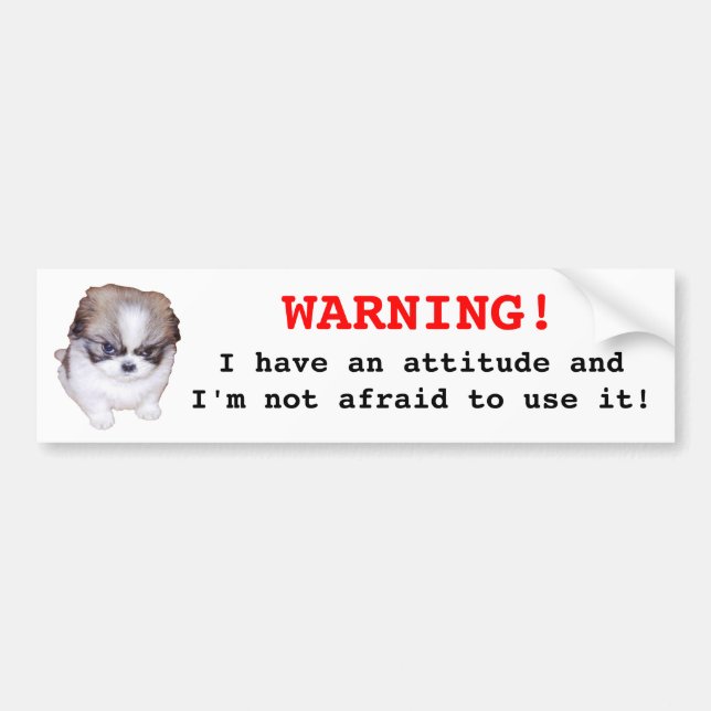 WARNING! I have an attitude Bumper Sticker (Front)
