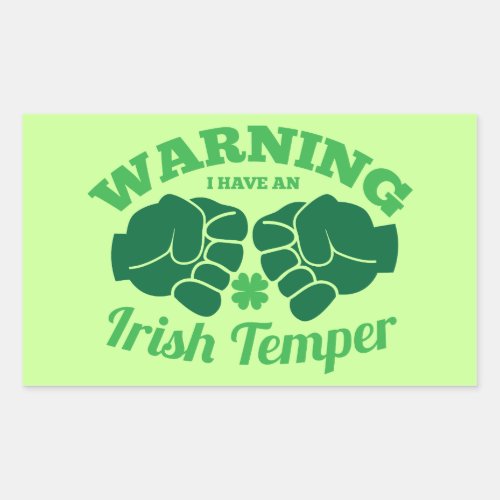 WARNING I have an Irish Temper from Awesome Irish Rectangular Sticker