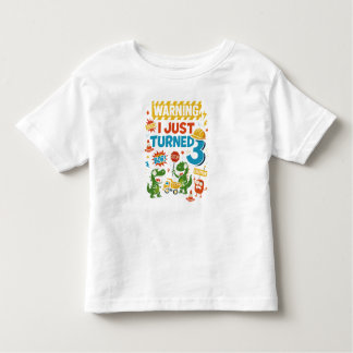 WARNING I Just Turned Three - 3rd Birthday Toddler T-shirt
