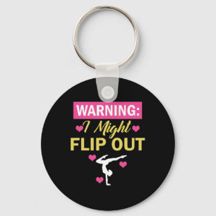 Warning I Might Flip Out Funny Gymnast Cheerleadin Keychain