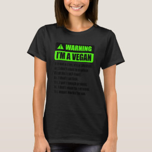 Warning I'm A Vegan It's A Lifestyle Funny Vegan V T-Shirt