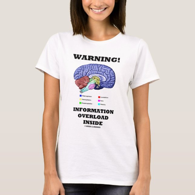 Warning! Information Overload Inside (Brain Humor) T-Shirt (Front)