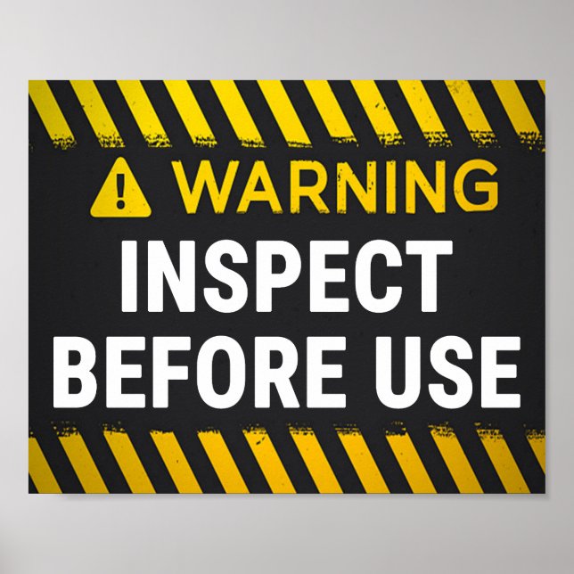 Warning Inspect Before Use Poster (Front)