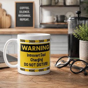 Warning Introvert Dad Charging Funny Husband Gift Coffee Mug