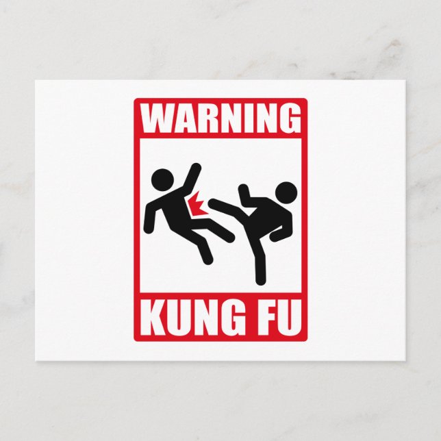 warning kung fu postcard (Front)