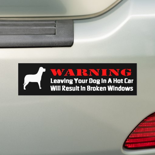 Warning Leaving Dog In Car Windows Will Be Broke Bumper Sticker Zazzle