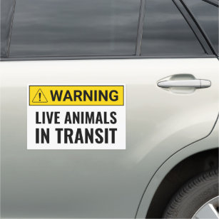 Warning live animals in transit - magnetic warning car magnet