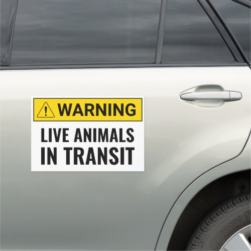 Warning live animals in transit _ magnetic warning car magnet
