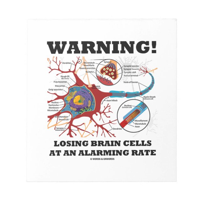 Warning! Losing Brain Cells At An Alarming Rate Notepad (Front)