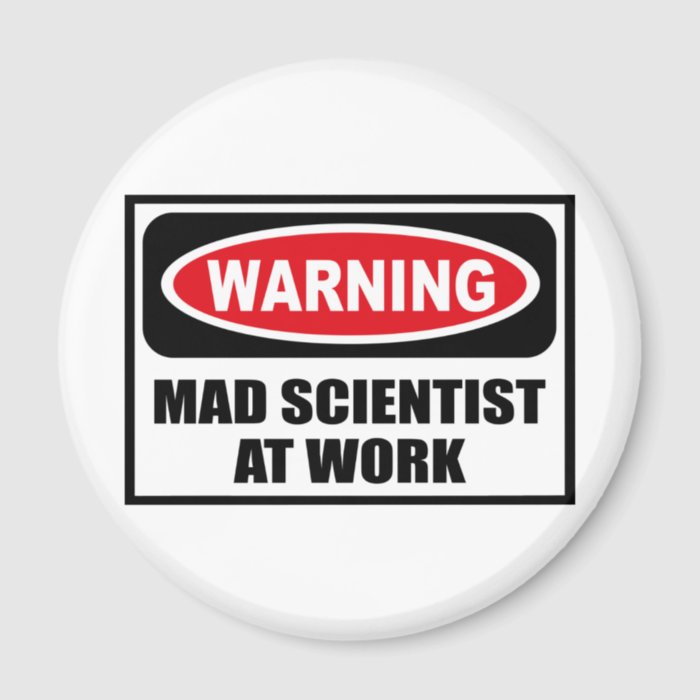 Warning MAD SCIENTIST AT WORK Magnet