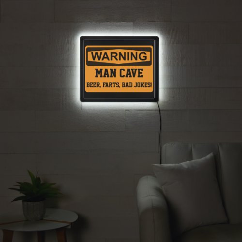 Warning Man Cave Funny Jokes Farts LED Sign