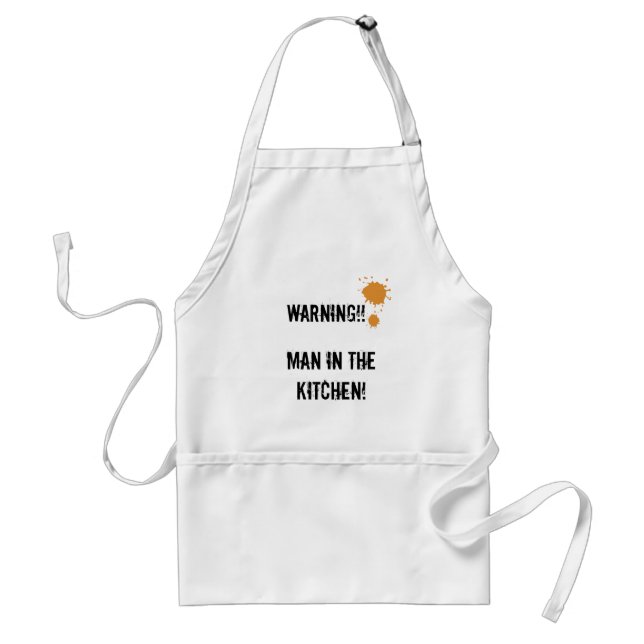 Warning, Man In The Kitchen Adult Apron (Front)