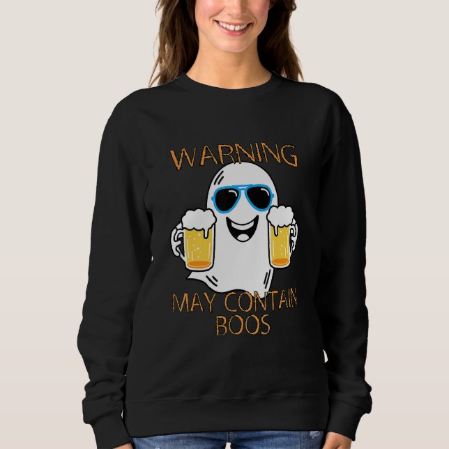 Warning May Contain Boos Mens Halloween Sweatshirt (Front)