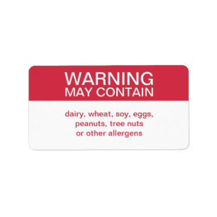 Warning May Contain Customized Ingredients Label