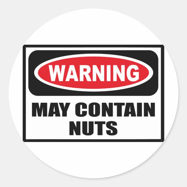 Warning MAY CONTAIN NUTS Sticker (Front)